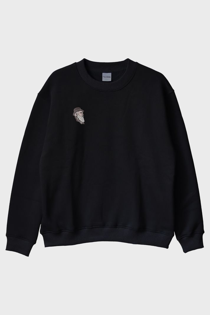 Charles Darwin Desenli Nakış Bisiklet Yaka Sweatshirt - Evrim Ağacı Temalı