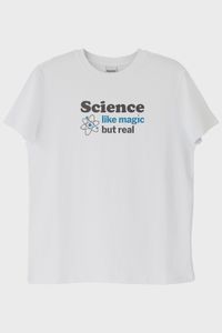 Science like Magic but Real Baskılı Bilim Temalı Beyaz Tişört