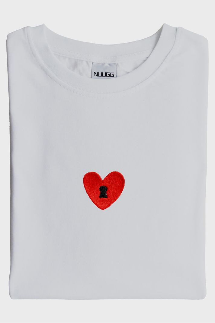 Anahtar ve Kalpli Kilit Desenli Çift Tişörtleri