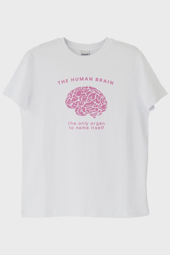 The Human Brain Baskılı Tasarım Beyaz Tişört