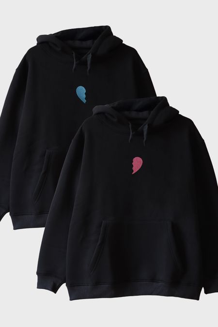 Yarım Kalp Tasarımlı Çift Kombini Tişörtü - Sevgililer Günü Hediyesi