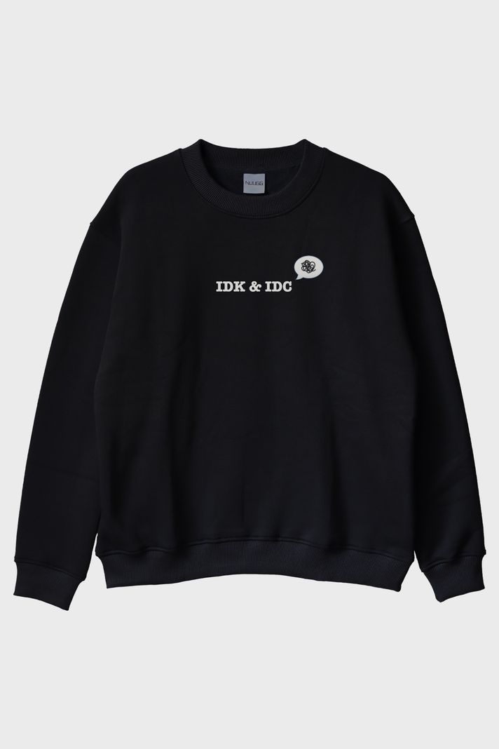 IDK & IDC Siyah Bisiklet Yaka Sweatshirt ön görsel