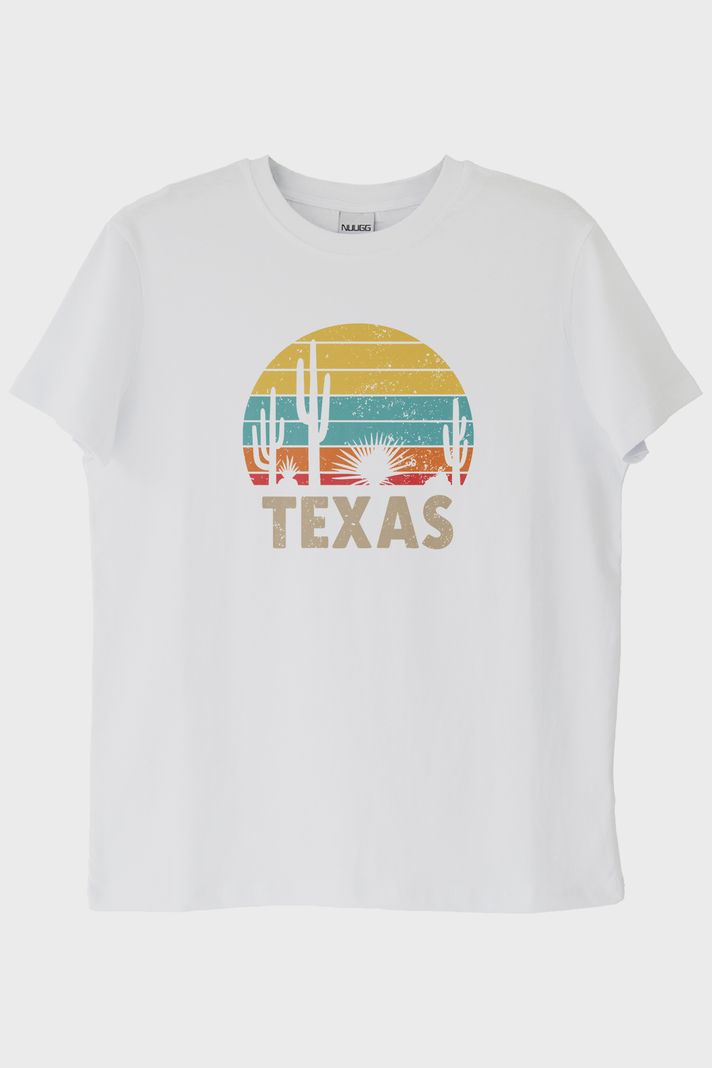 Texas Retro Doğa Baskılı Beyaz Tişört