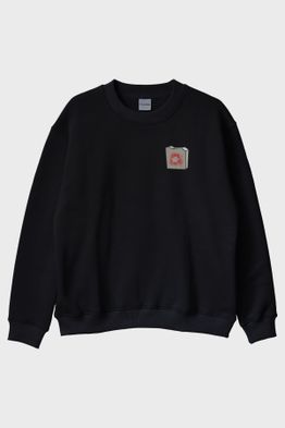 Kırmızı İz Siyah Bisiklet Yaka Sweatshirt
