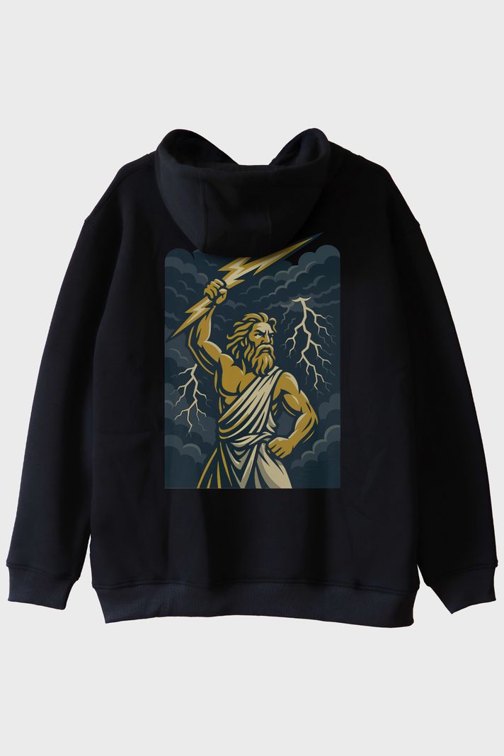 Zeus Yıldırım Gücü Siyah Hoodie