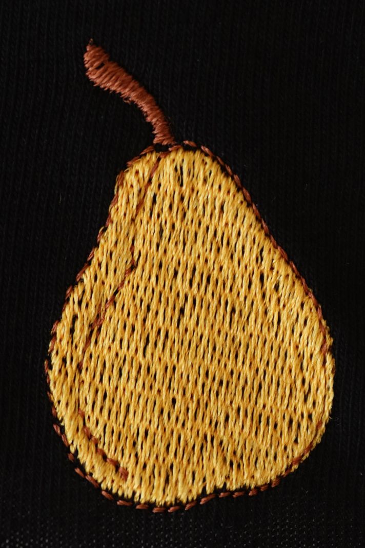 Armut Desenli Nakış Siyah Bisiklet Yaka Sweatshirt