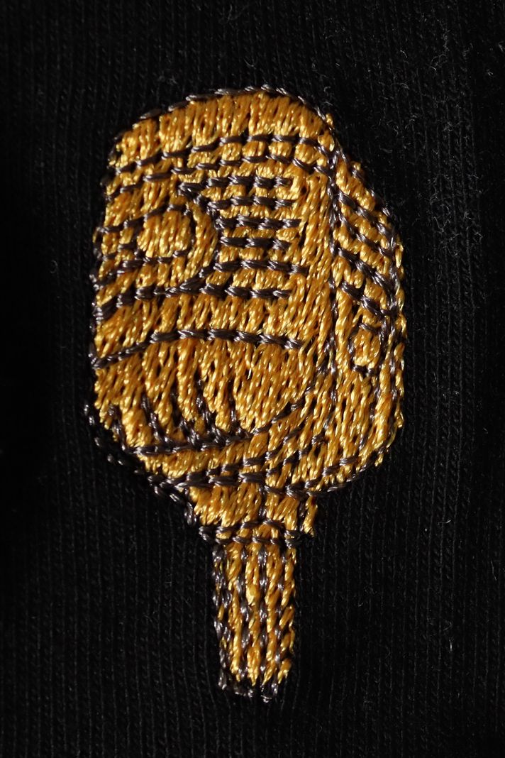 Altın Mikrofon İşlemeli Müzik Hoodie