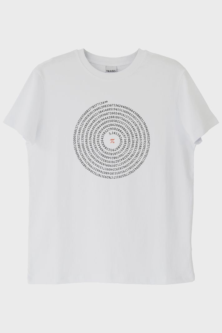 π pi Baskılı Matematik Temalı Beyaz Tişört