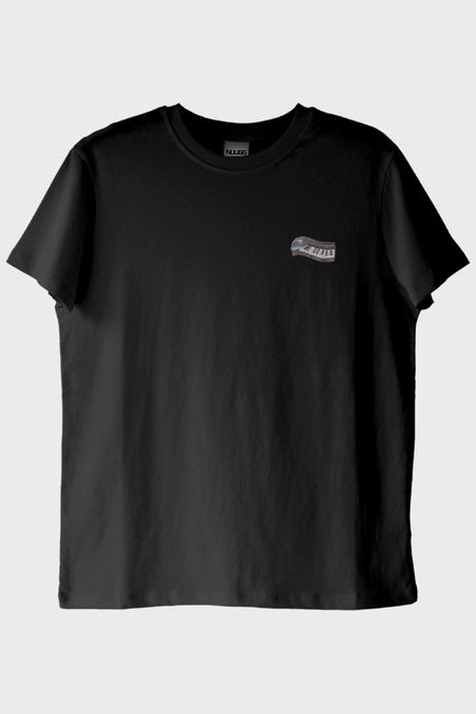 Piyano Tuşları Nakışlı Müzik Siyah T-Shirt