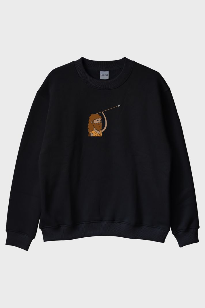 Avdan Önce Siyah Bisiklet Yaka Sweatshirt