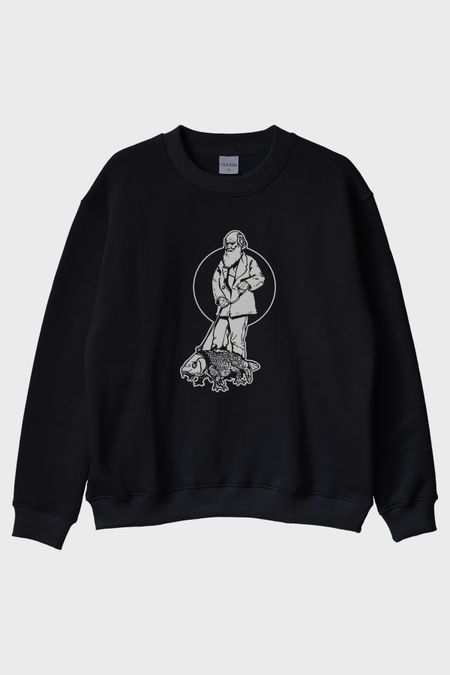 Evcil Hayvaniyla Darvin Siyah Bisiklet Yaka Sweatshirt