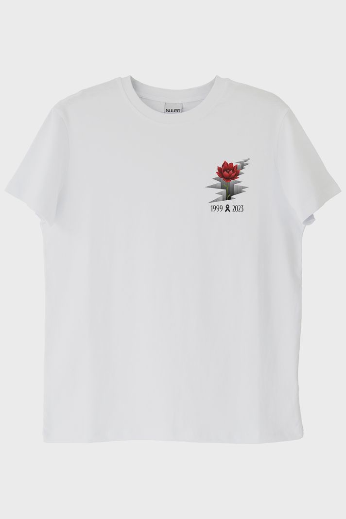 Umut Çiçeği Baskılı Beyaz Tişört