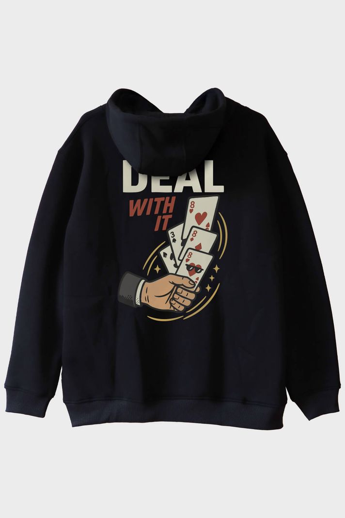 Deal With It Kart Siyah Hoodie