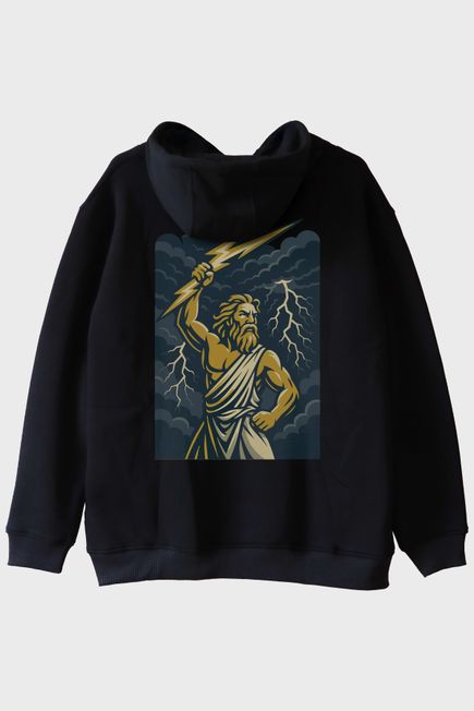 Zeus Yıldırım Gücü Siyah Hoodie