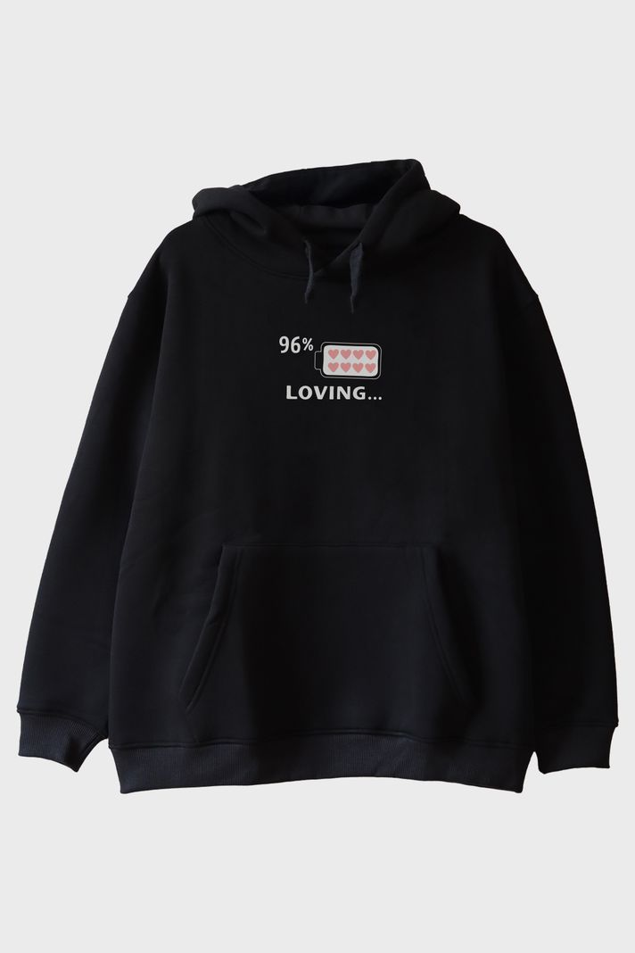 Lover Loving Çift Siyah Hoodie Seti