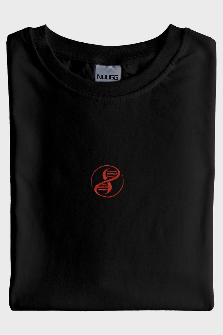 Evrim Ağacı Logolu Nakışlı Siyah T-Shirt