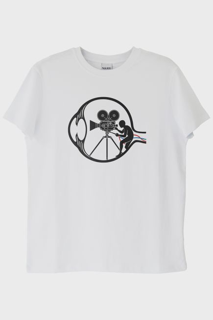 Eski Film Kamerası Baskılı Tasarım Beyaz Tişört