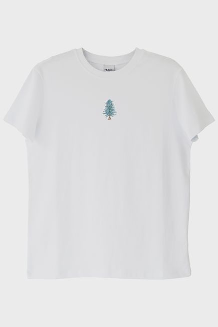 Ladin Ağacı Desenli Beyaz Tişört