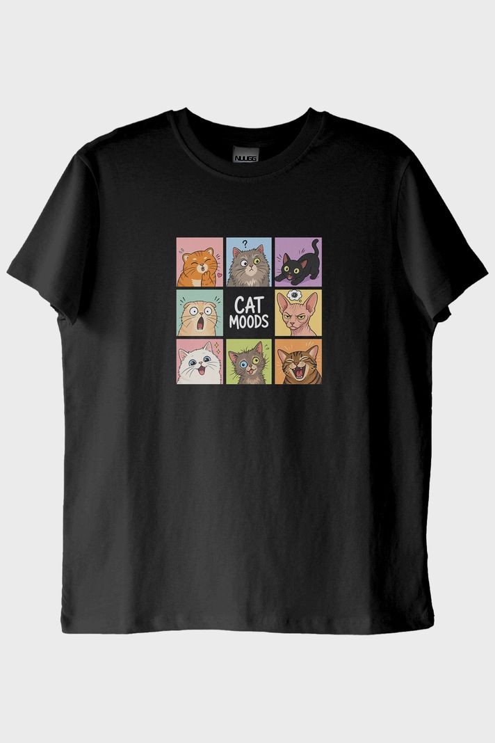 Cat Moods Siyah Tişört