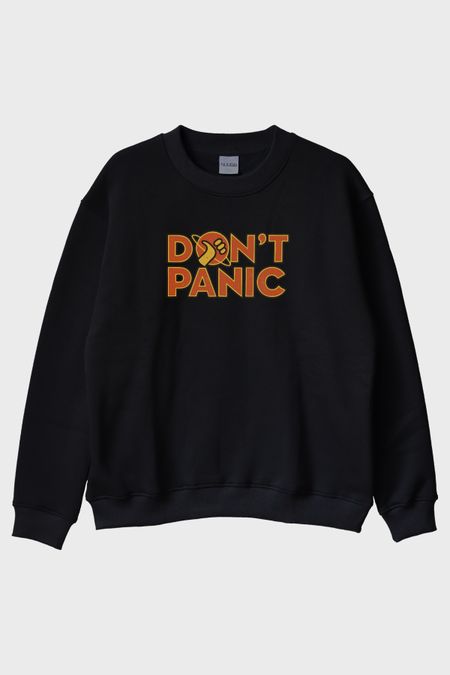 Dont Panic Siyah Bisiklet Yaka Sweatshirt