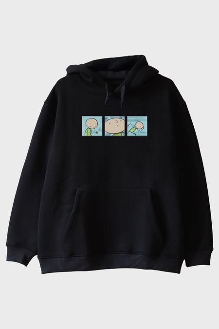 Donca Çizgi Karakter Siyah Hoodie