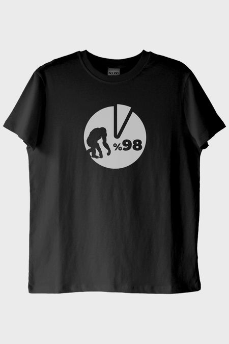 Yüzde 98 Baskılı Evrim Temalı Siyah Tişört