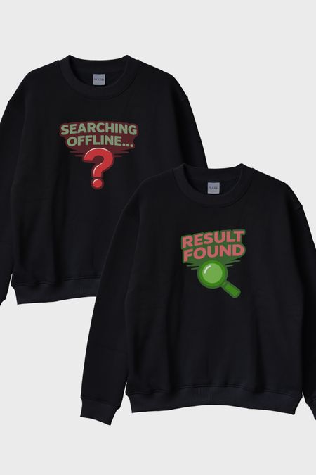 Searching Offline Siyah Bisiklet Yaka Sweatshirt