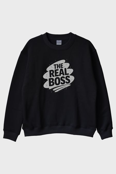The Real Boss Siyah Bisiklet Yaka Sweatshirt