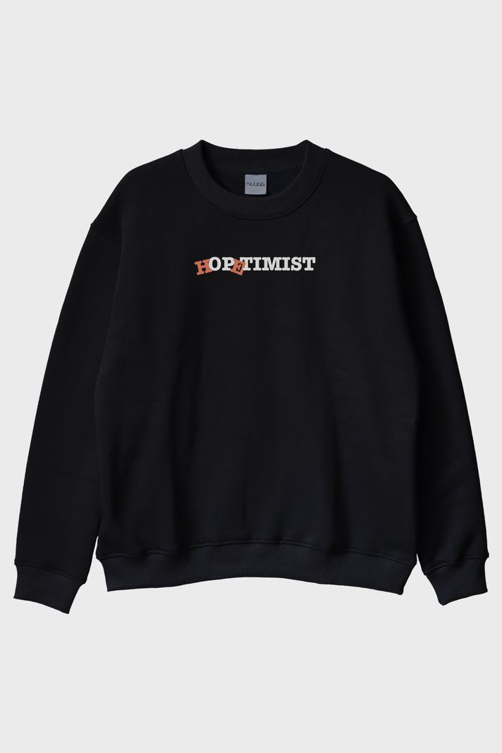 Hopetimist Siyah Bisiklet Yaka Sweatshirt ön görsel