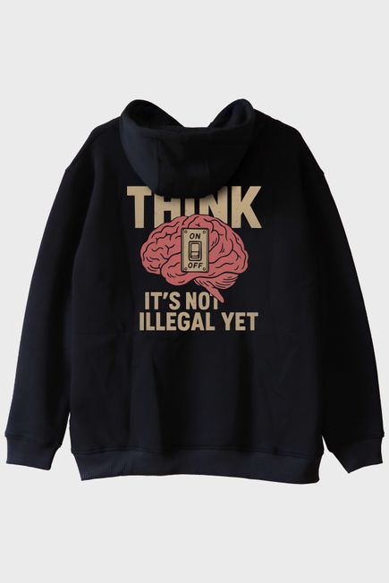 Düşünce Özgürlüğü Mizahi Mesajlı Siyah Hoodie