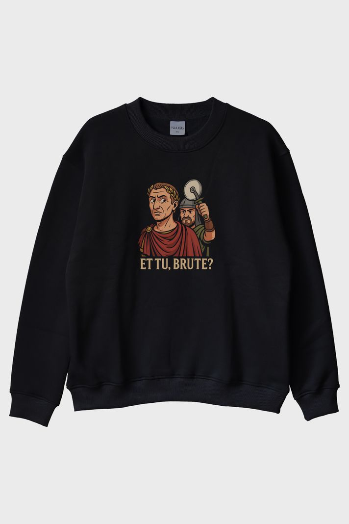 Roma Usulü İhanet Siyah Bisiklet Yaka Sweatshirt