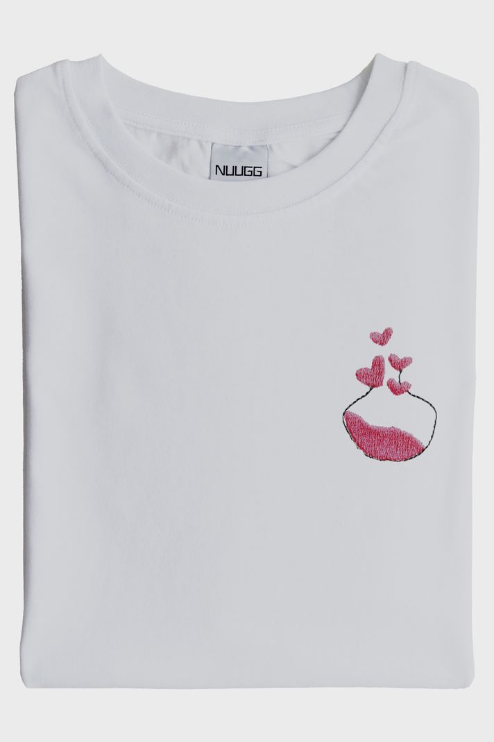 Aşk İksiri Desenli Nakış Tişört - Sevgililer Günü Çift Tişörtleri