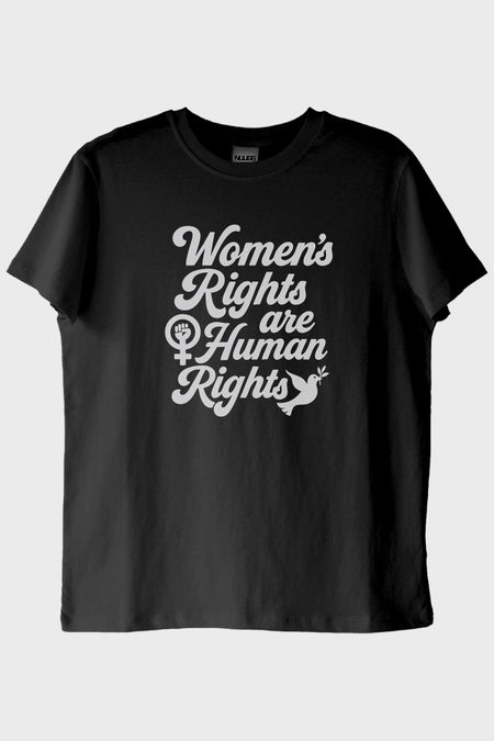 Women's Rights Baskılı Feminist Siyah Tişört
