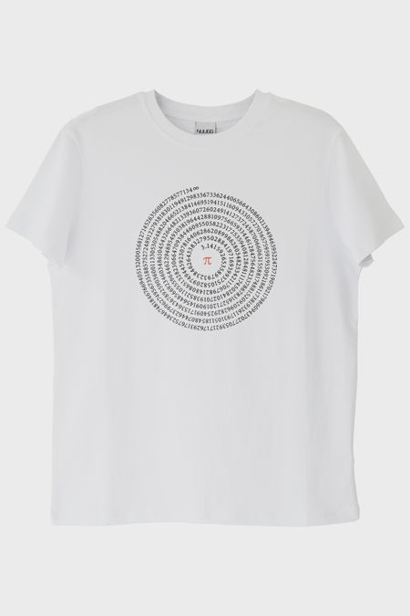 π pi Baskılı Matematik Temalı Beyaz Tişört