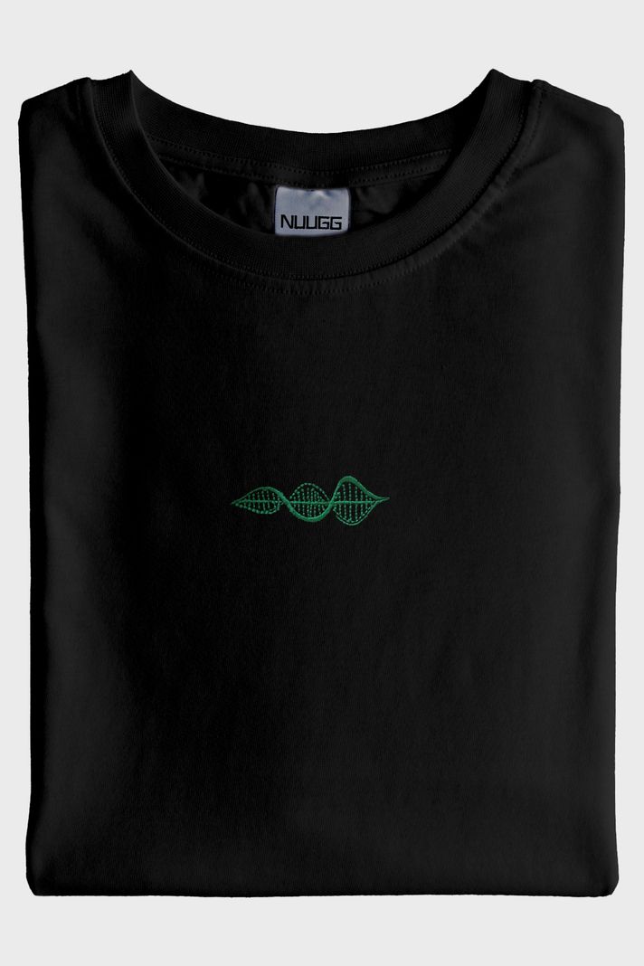 Yeşil DNA Nakışlı Siyah Tişört