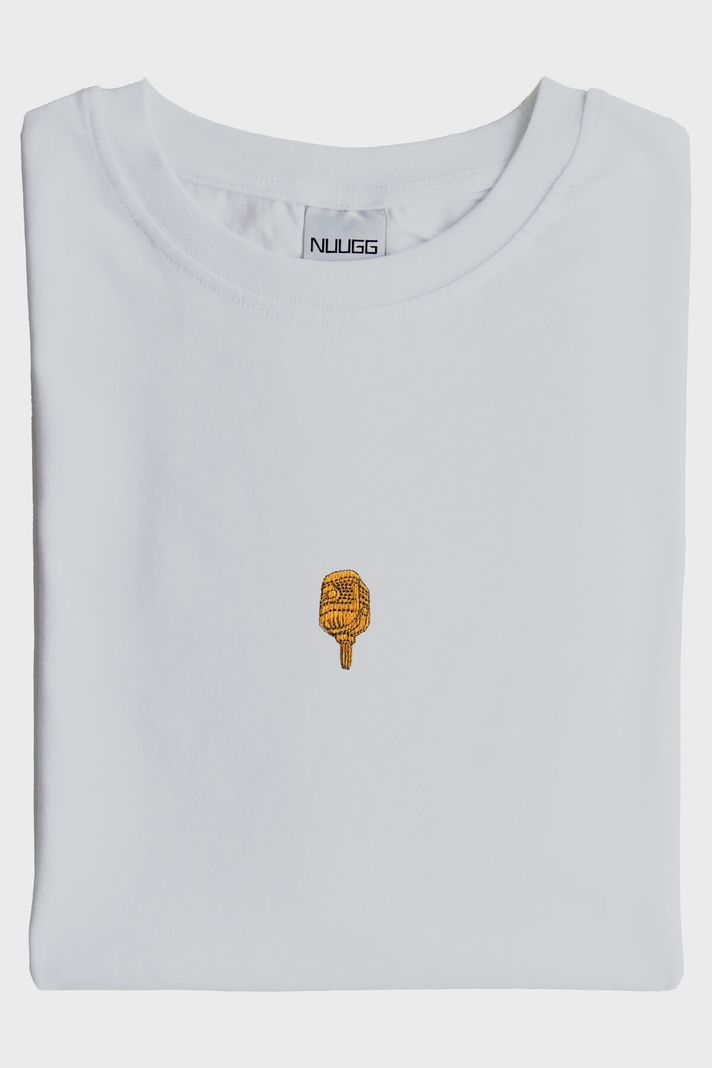 Altın Mikrofon İşlemeli Müzik T-Shirt