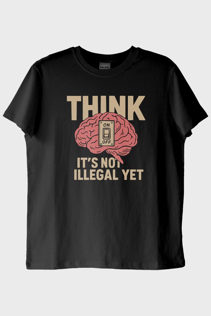 Düşünce Özgürlüğü Mizahi Mesajlı Siyah Tişört