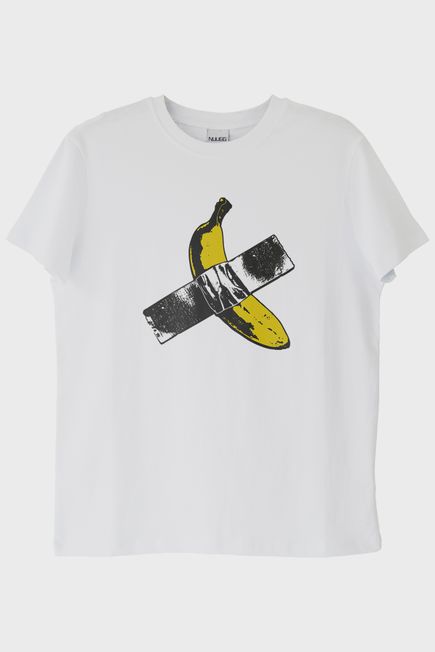 Taped Banana Baskılı Eğlenceli Muz Tasarımlı Beyaz Tişört