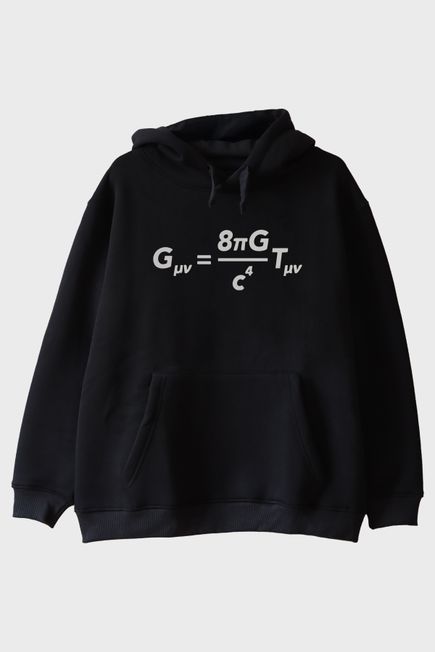 Gövdesinde Einstein&#039;ın Formülü Olan Tasarım Siyah Hoodie