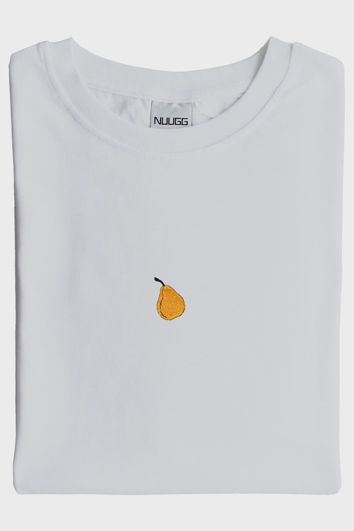 Armut Desenli Nakış Beyaz Tişört