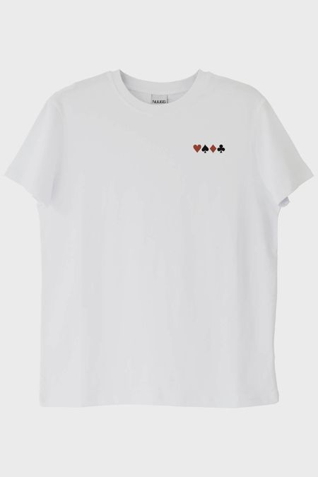 Dörtlü As Figürlü Beyaz Tişört