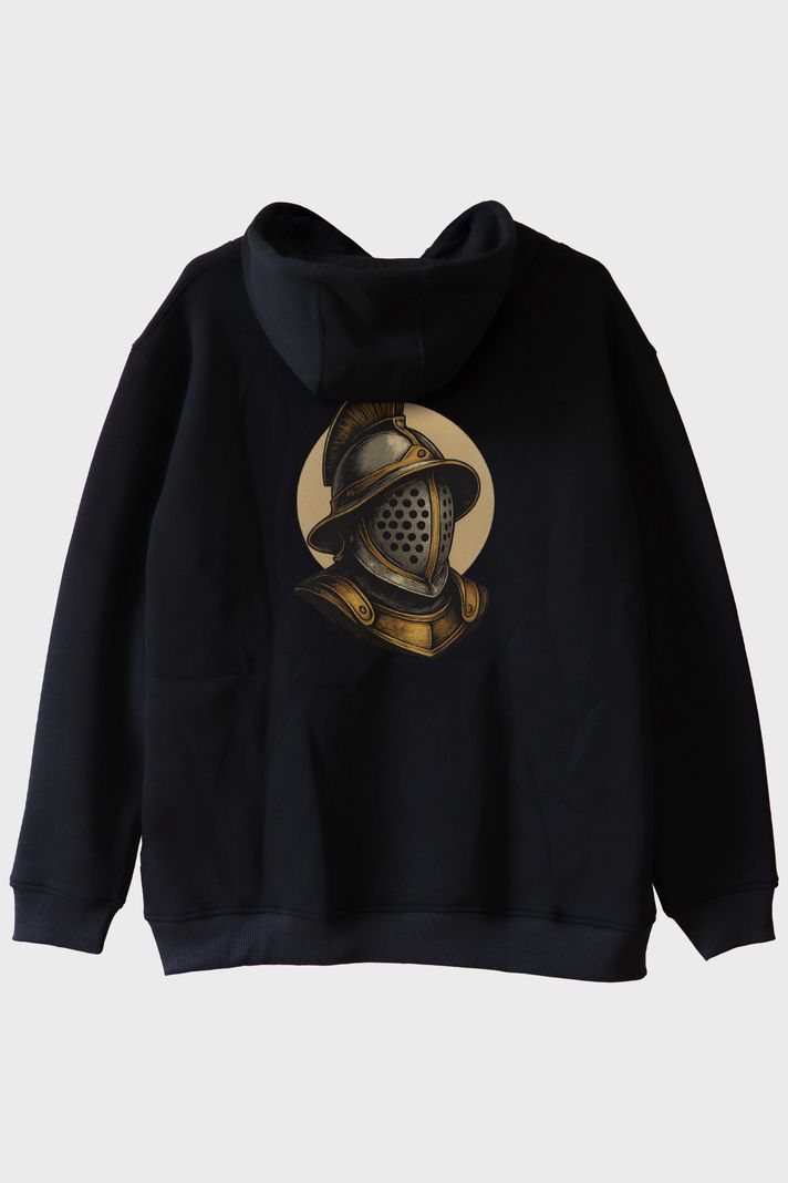 Gladyatör Kaskı Siyah Hoodie