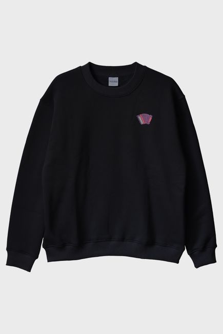 Akordeon Nakışlı Siyah Bisiklet Yaka Sweatshirt – Müzik Tutkunlarına Özel