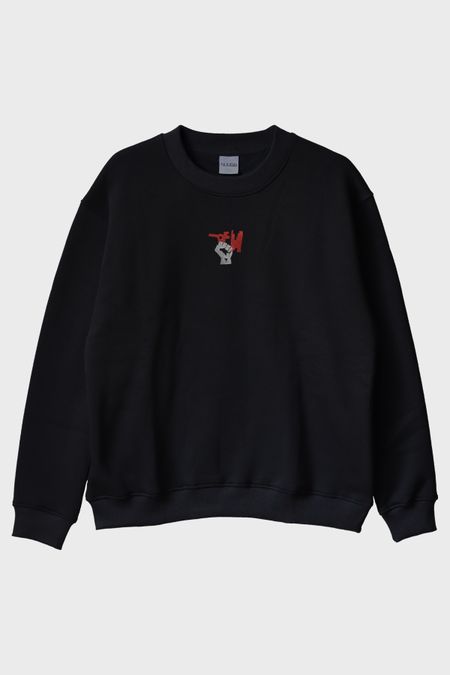 Bilimi Savun Nakış Bisiklet Yaka Sweatshirt