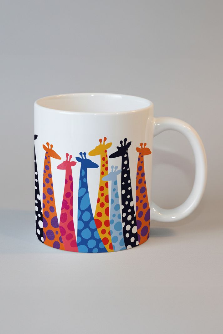 Renkli Zürafa Desenli Kupa