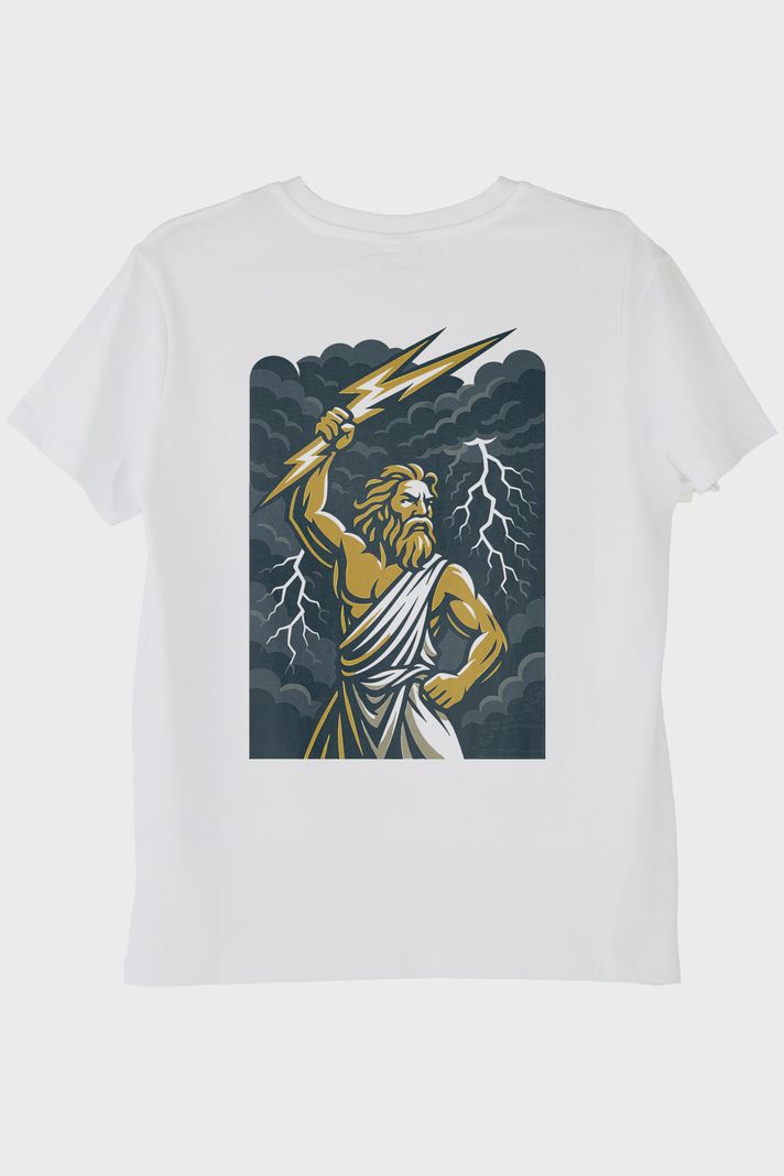 Zeus Yıldırım Gücü Beyaz Tişört