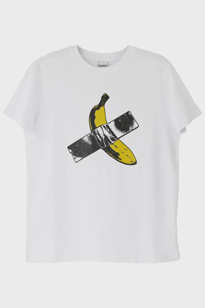 Taped Banana Baskılı Eğlenceli Muz Tasarımlı Beyaz Tişört
