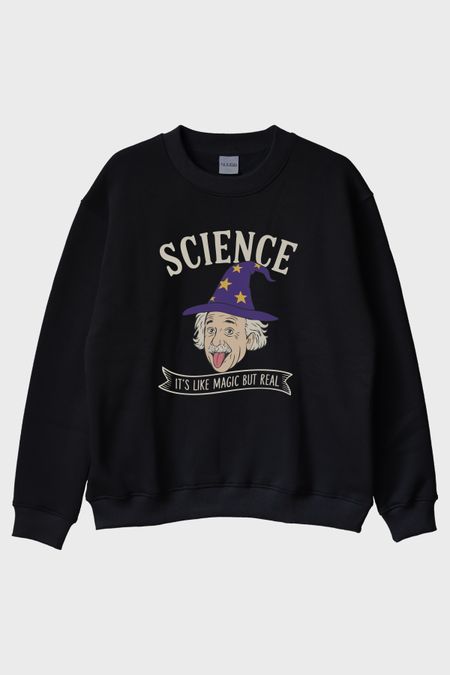 Science Magic But Real Siyah Bisiklet Yaka Sweatshirt