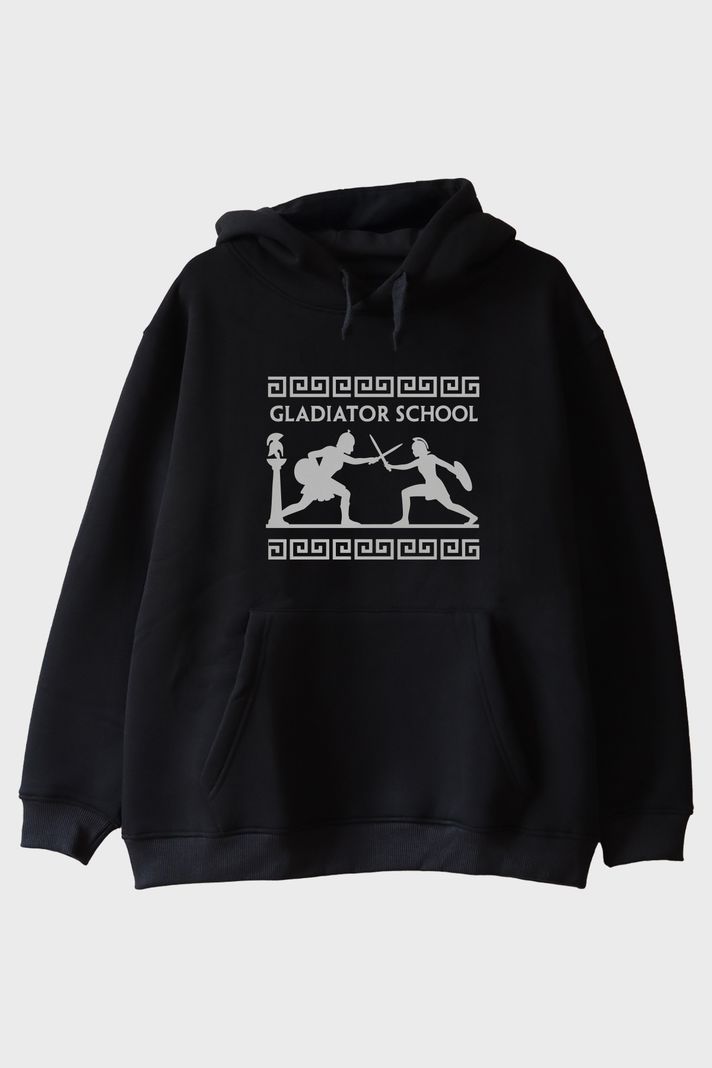 Gladyatör Okulu Siyah Hoodie
