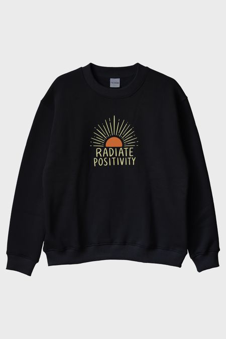 Radiate Positivity Siyah Bisiklet Yaka Sweatshirt